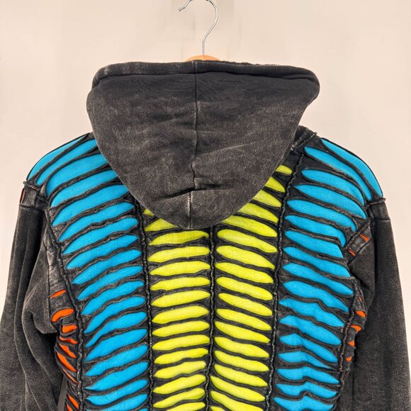 Karmic Chameleon Zipper Sweater Jacket Unisex‎ Medium Black Rasta Fleece Lined - Picture 7 of 9